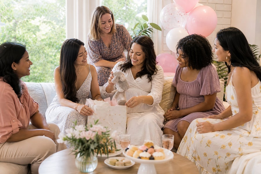 Family and friends celebrating at a baby shower